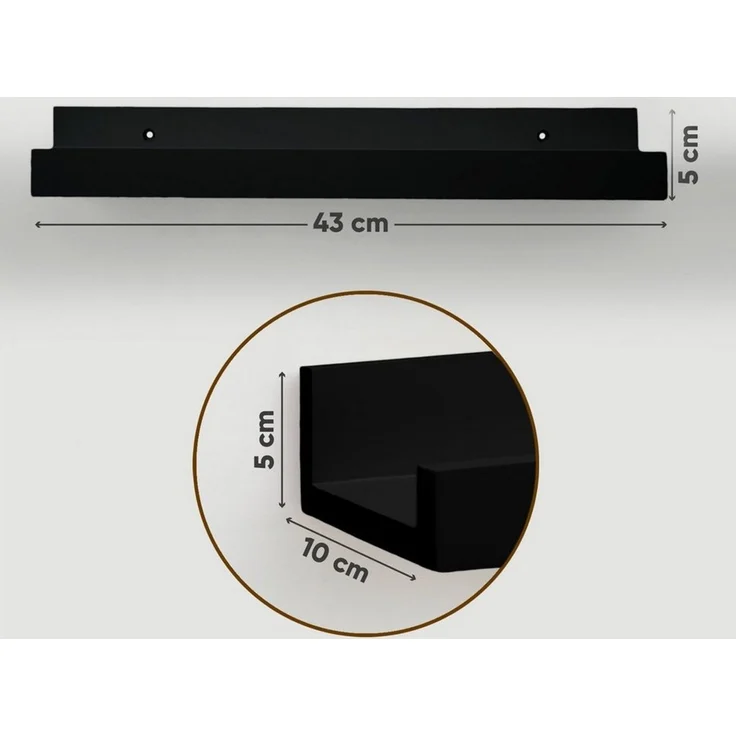 Coradoma Deko-Wandregal Wandregal 2er Set aus Holz für Bilder, Fotorahmen, Bücher 43x10cm, 2-tlg. – Bild 3