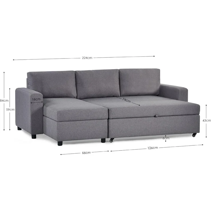 Julian Bowen Angel Schlafsofa mit Stauraum, Hellgrau, 3-Sitzer – Bild 2