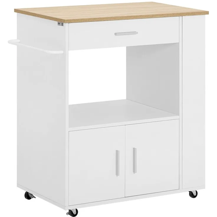 SoBuy FKW113-WN Küchenwagen, Spanplatte, Melamin, Weiß, 82 x 88 x 46 cm