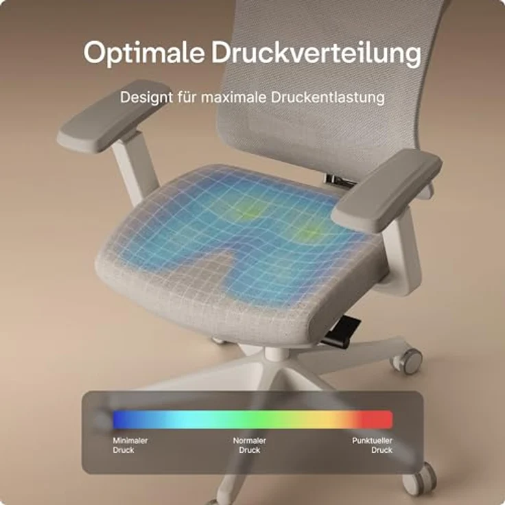 Desktronic Verstellbarer ergonomischer Bürostuhl | Schreibtischstuhl mit Lendenwirbelstütze - rückenfreundlich- Computerstuhl höhenverstellbar & rückenschonend - breites Polster SitPro (Grau) – Bild 9