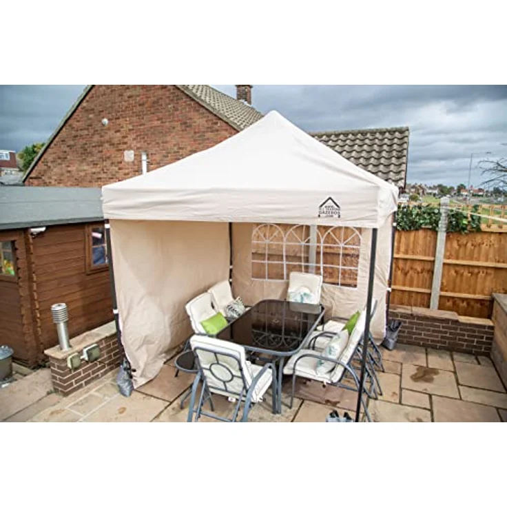 All Seasons Gazebos 3x3 m vollständig wasserdichtes Faltpavillon mit 4 Seitenteilen - Beige – Bild 8