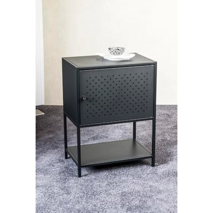 XXXL Nachtschrank, Schwarz, Metall, 45x60x30 cm, Drehtüren, Typenauswahl – Bild 2