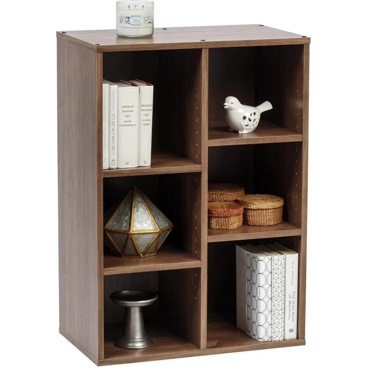 Iris Ohyama, Bücherregal mit 6 Fächern/Holzregal/Aufbewahrungswürfel, Free Rack, modular, verstellbare Regalhöhe 3,2 cm, Wohnküche, Wohnzimmer - Rack - CFR-9060 - Braune