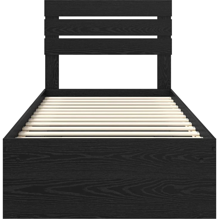 vidaXL Bettrahmen Schwarz 75 x 190 cm Massives Kiefernholz 3411472 – Bild 6