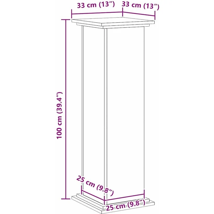 vidaXL Pflanzenständer Schwarz Eichen-Optik 33 x 33 x 100 cm 869238 – Bild 9
