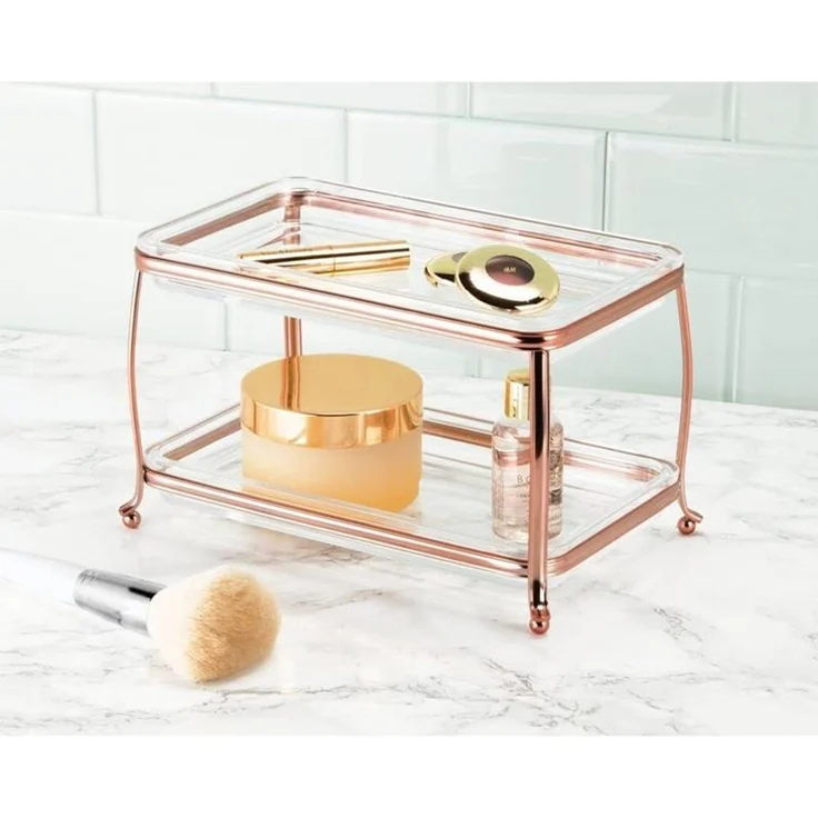 Schminkaufbewahrung Kosmetik Organizer 2 Etagen mDesign transparent/rosegold – Bild 5