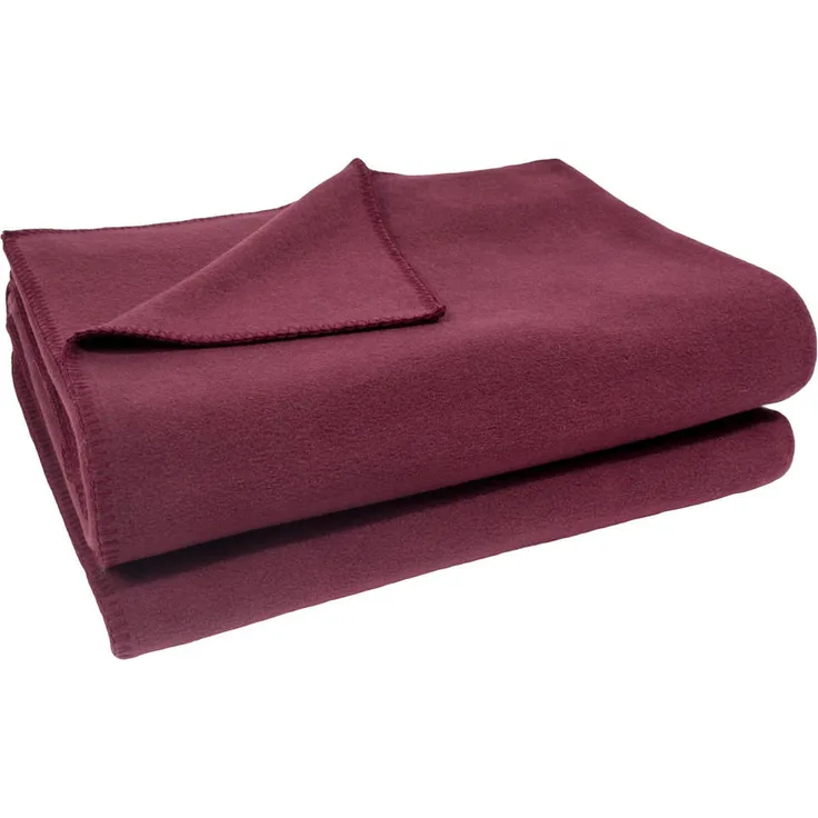 Zoeppritz Fleecedecke Soft-Fleece, Weinrot, 160x200 cm, pflegeleicht mit Kettelrand