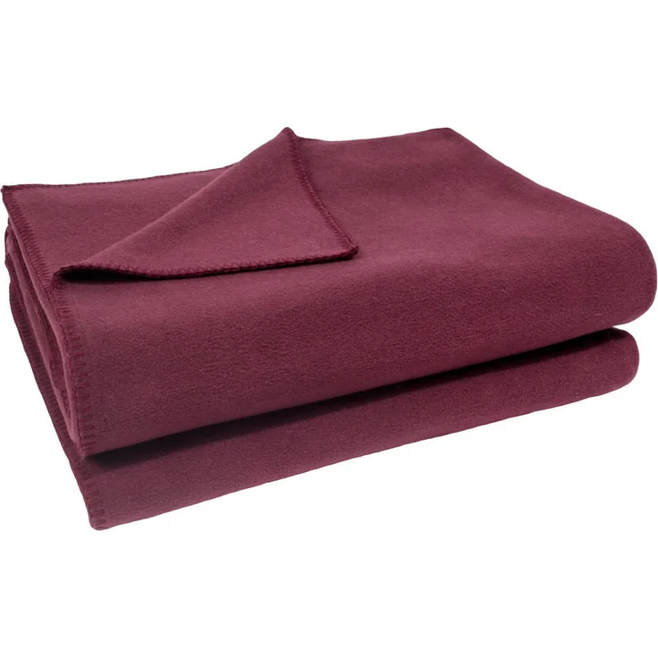 Zoeppritz Fleecedecke Soft-Fleece, Weinrot, 160x200 cm, pflegeleicht mit Kettelrand