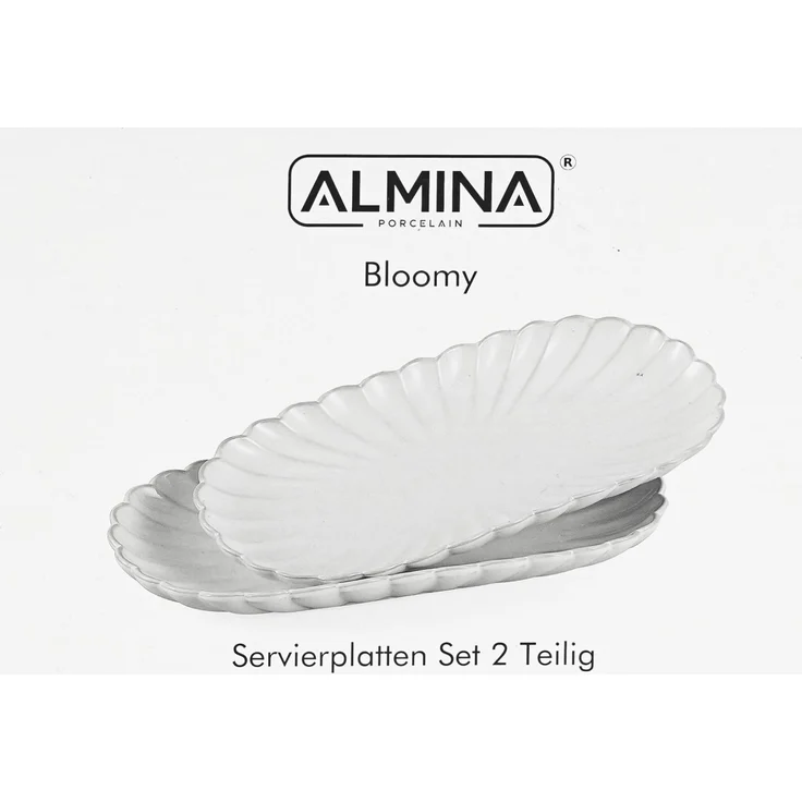 Bloomy 2-teiliges Servierplatten-Set aus Porzellan mit floraler Struktur – Bild 6