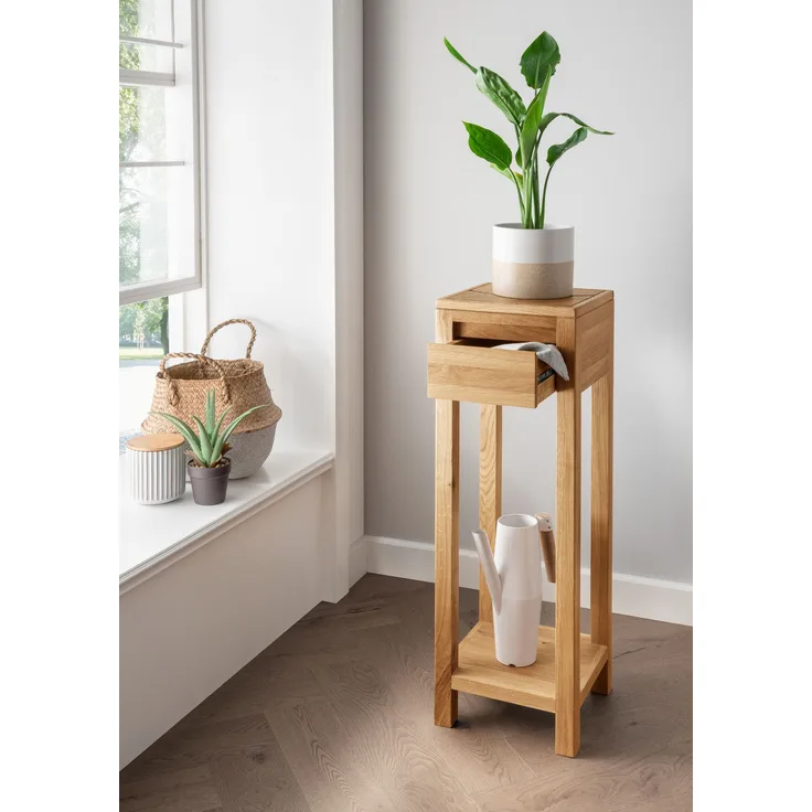 Beistelltisch >KM-0660< in braun aus Wildeiche massiv geölt - 30x90x31cm (BxHxT)