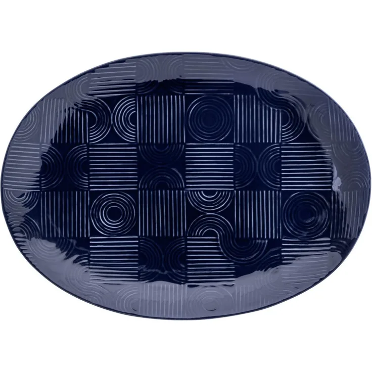 Maxwell & Williams DR0453 Platte 41 x 30 cm ARC oval, Indigoblau, Premium-Keramik, in Geschenkbox