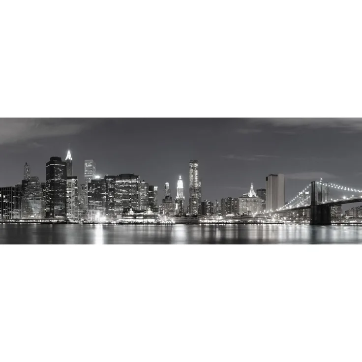 Glasbild 95x33cm Glasbild Wandbild Bild Echtglasbild NY Brücke 2047-28