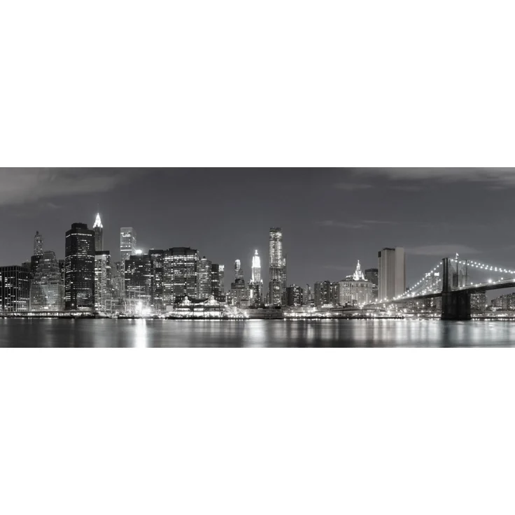 Glasbild 95x33cm Glasbild Wandbild Bild Echtglasbild NY Brücke 2047-28