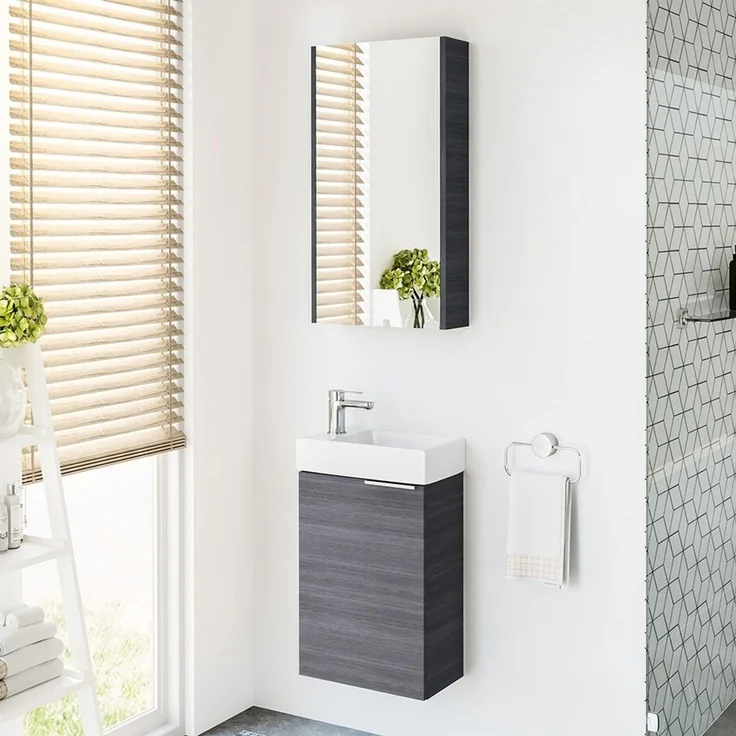 Planetmöbel Badmöbel-Set Badmöbel-Set 40cm mit Spiegelschrank (Anthrazit), (Komplett-Set, 3-St), Badmöbel, Breite 40 cm, Soft-Close-Funktion – Bild 1