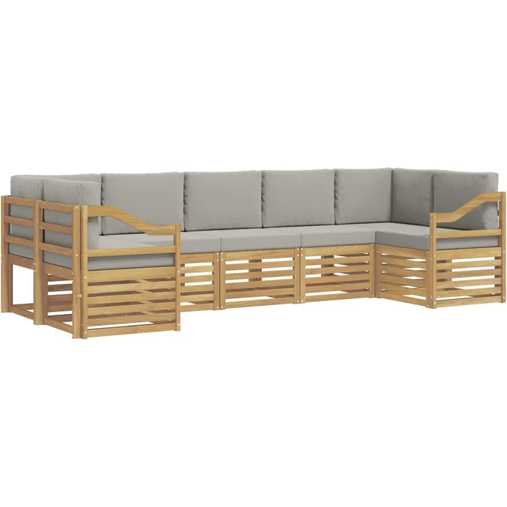 vidaXL Outdoor-Sofagarnitur 7 stk. 7-Sitzer Weiß und Hellgrau 3392451 – Bild 2