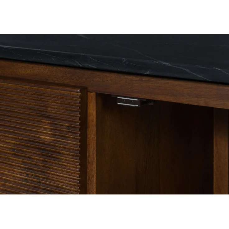 TV-Board Mango 180 x 40 x 50 dunkelbraun lackiert / Marmor schwarz FLORENZ #200 – Bild 4