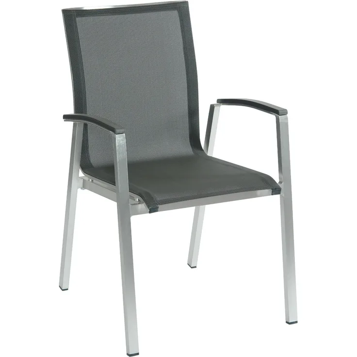 Inko Stapelsessel Ancona 56,5x63x89 cm Alu gebürstet/Textilene dark grey Stapelstuhl