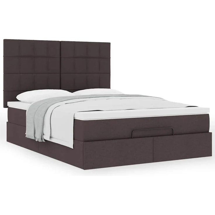 vidaXL Ottoman-Bett mit Matratze Dunkelbraun 140x190 cm Stoff 3313157 – Bild 12