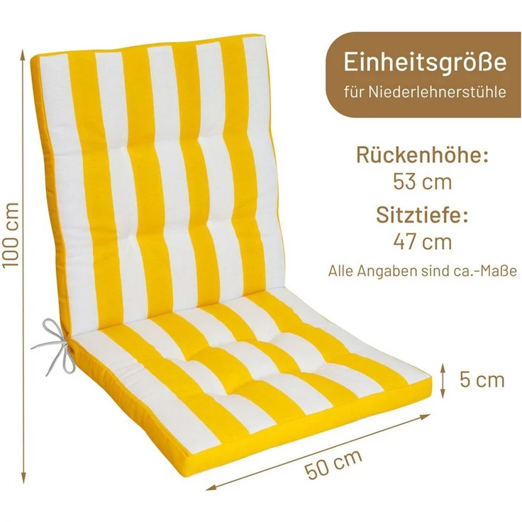Herlag Polsterauflage Mia, (1 St), Niedriglehner 100x50x5cm Easy-Drop Bänder Gelb Gestreift – Bild 3
