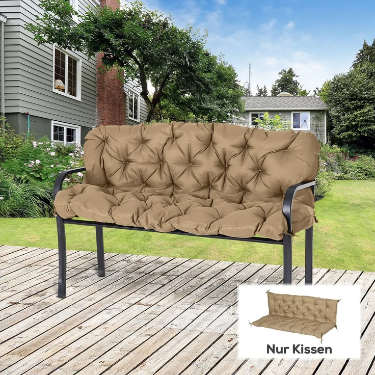 Outsunny Bankauflage, Polyester, Schaumstoff, Khaki, 98L x 150B x 8T cm – Bild 2
