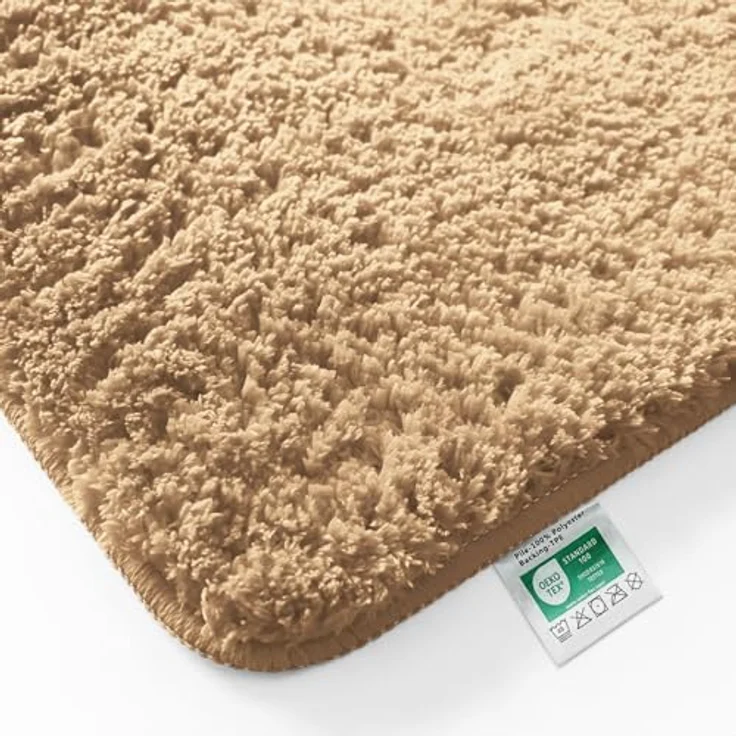 casa pura Badematte Sky Soft, beige, rutschfester, waschbarer Badezimmerteppich in Shaggy Optik, 60x100 cm – Bild 3