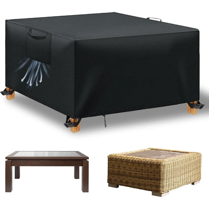 WUAYAMI Gartenmöbel Abdeckung wasserdichte Abdeckplane Gartenmöbel Winddicht Anti-UV Schwerlast 420D -Oxford Gewebe für Sitzgruppe Gartentische Terrassenmöbel Black, 300 x 300 x 90 – Bild 1