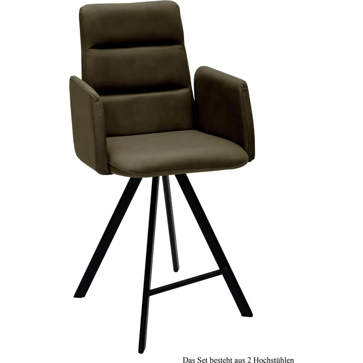 Thekenstuhl (2er-Set) Delfine 52x109x60 Schwarz/Khaki