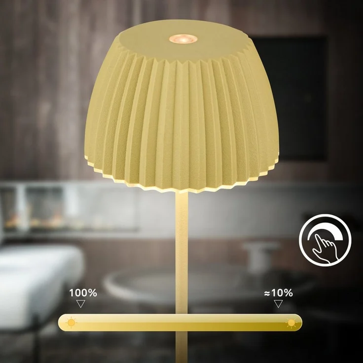 BRILONER - Riffle Mini LED Tischlampe kabellos IP44 mit Lichtkante, 8,5x20 cm, Touchdimmer, Akku tauschbar, Nachttischlampe, Leselampe, Akku Lampe, German Design Award Winner 2025, Pastellgrün – Bild 4