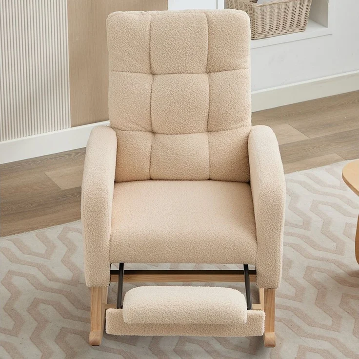 STILVORA Schaukelstuhl mit versteckten Beinstützen,Schaukelsessel mit Armlehne aus Teddy-Samt (Relaxsessel, Wohnzimmersessel, Schlafzimmersessel, 1 St), Seitentasche, Ideal für Wohnzimmer, Büro oder Kinderzimmer – Bild 2
