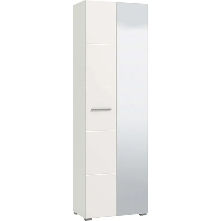 Home affaire Garderobenschrank Beny Kleiderschrank, Stauraumschrank, Flurschrank, Höhe 193 cm Hochglanzfronten, Spiegeltür, Breite 60 cm, ausziehbare Kleiderstange