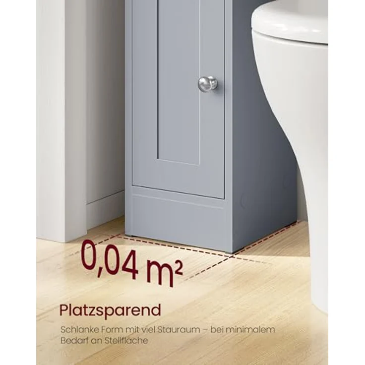 VASAGLE Siren Kollektion - Badezimmerschrank schmal, Badschrank, Eckschrank, verstellbare Ablagen, Hochschrank Bad, Türen nach Links oder rechts öffnend, Landhausstil, Taubengrau BBK312GD02 – Bild 7