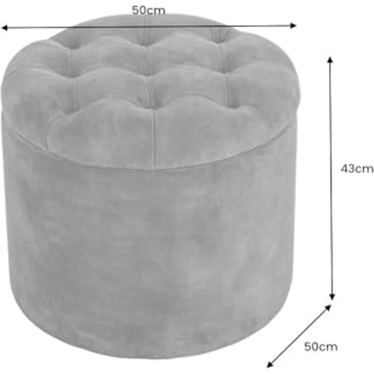 riess-ambiente Sitzhocker MODERN BAROCK 50cm grau · Aufbewahrungskorb mit Samt-Bezug (Einzelartikel, 1 St), zylinderförmig · rund · abnehmbarer Deckel · mit Stauraum · Wohnzimmer – Bild 3