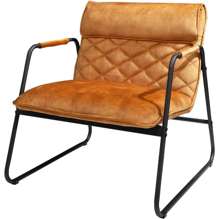 riess-ambiente Sessel MUSTANG LOUNGER senfgelb, Loungesessel · Samt-Bezug · Wohnzimmer · Retro – Bild 1