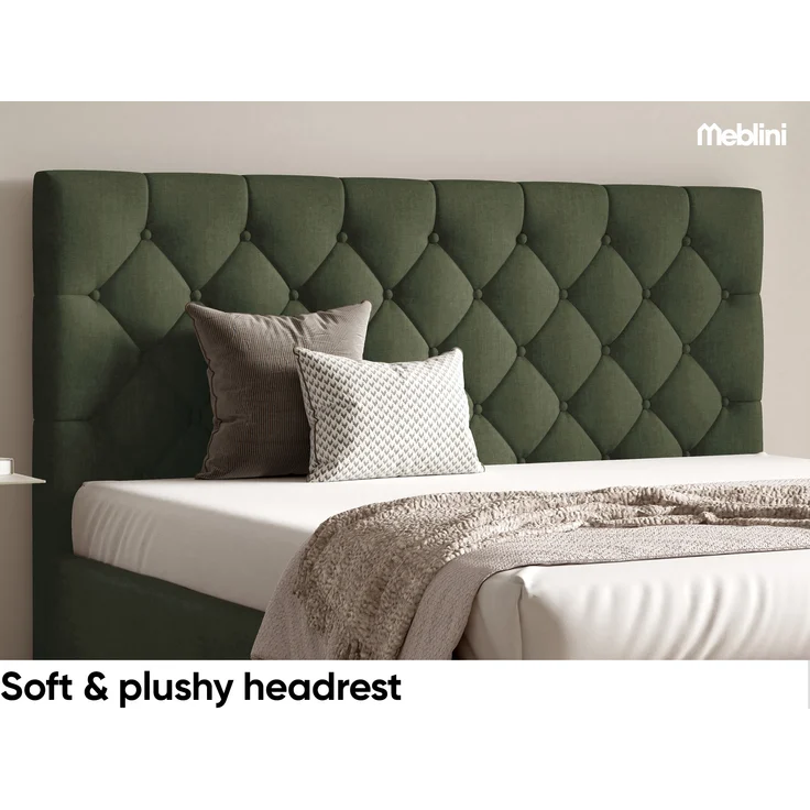 MEBLINI Polsterbett 180x200 mit Lattenrost ohne Matratze – BALEARO – Grün Samt – Doppelbett mit Bettkasten - Stauraumbett - Kopfteil Bett mit Stauraum – Bild 4