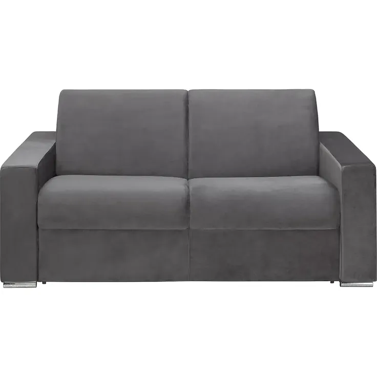 Schlafsofa 2-Sitzer Samt CALITO - Anthrazit - Liegefläche: 120 cm - Matratzenhöhe: 14 cm