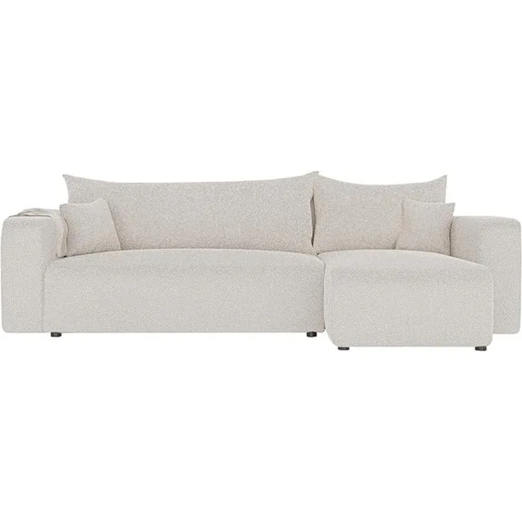 3-Sitzer-Ecksofa mit Schlaffunktion, Stauraum & beidseitig montierbarer Récamiere, Creme, 200 x 125 cm