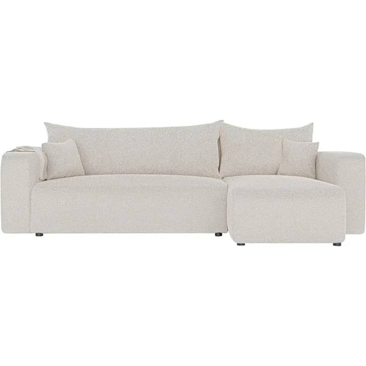 3-Sitzer-Ecksofa mit Schlaffunktion, Stauraum & beidseitig montierbarer Récamiere, Creme, 200 x 125 cm – Bild 1