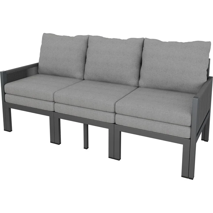 Merax Gartenmöbel-Set, Outdoorsofa, 3-Sitzer-Sofa, Multifunktionales Sofa, lässt sich in einen Liegesessel verwandeln, verzinktes Eisen, grau – Bild 9