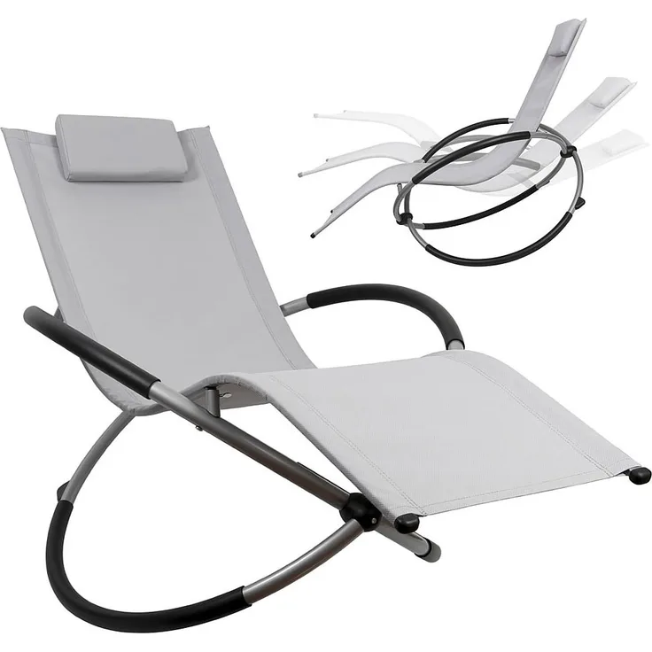Sonnenliege grau mit Tisch Polyrattan Gartenlounge Terrasse Liegestuhl Relax