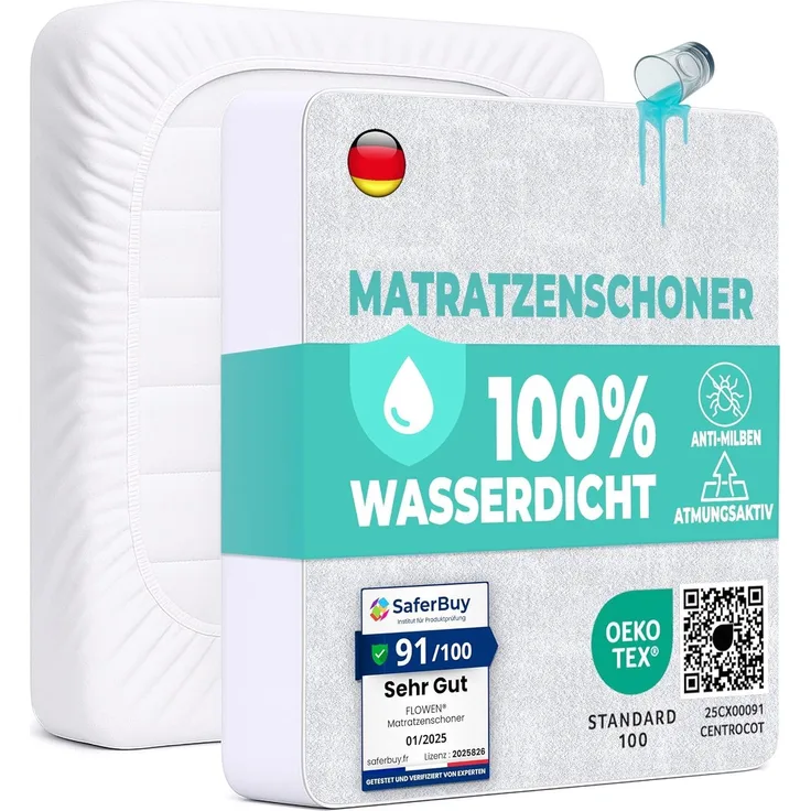 Matratzenschoner 160x200 cm wasserdichte Matratzenauflage Spannbettlaken Nässeschutz aus Baumwolle und Mikrofaser Inkontinenzunterlage Matratzenbezüg Atmungsaktiv für Bett und Matratze Waschbar