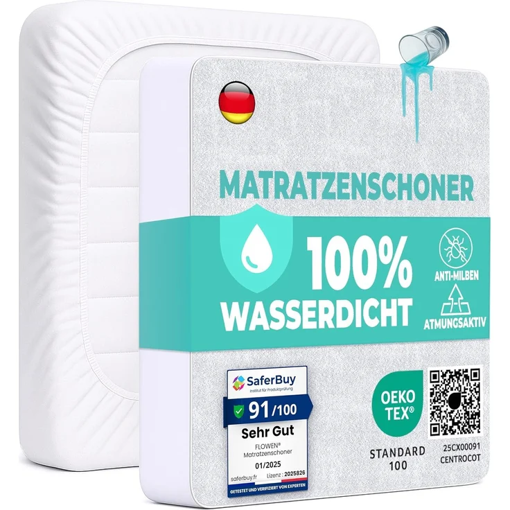 Matratzenschoner 160x200 cm wasserdichte Matratzenauflage Spannbettlaken Nässeschutz aus Baumwolle und Mikrofaser Inkontinenzunterlage Matratzenbezüg Atmungsaktiv für Bett und Matratze Waschbar