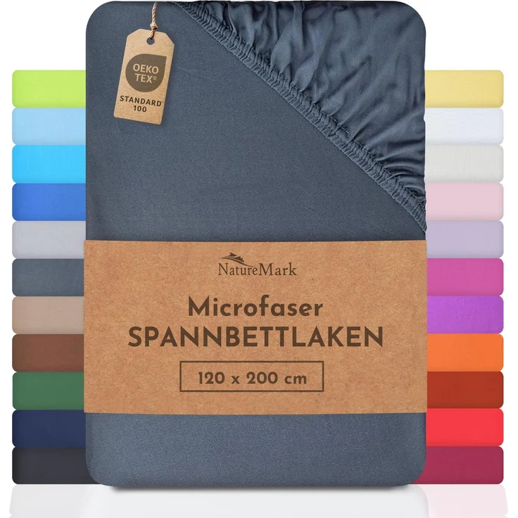 NatureMark - Mikrofaser SPANNBETTLAKEN zum Sparpreis! viele Größen und Farben Markenware (Mittelgrau, 120x200 cm)