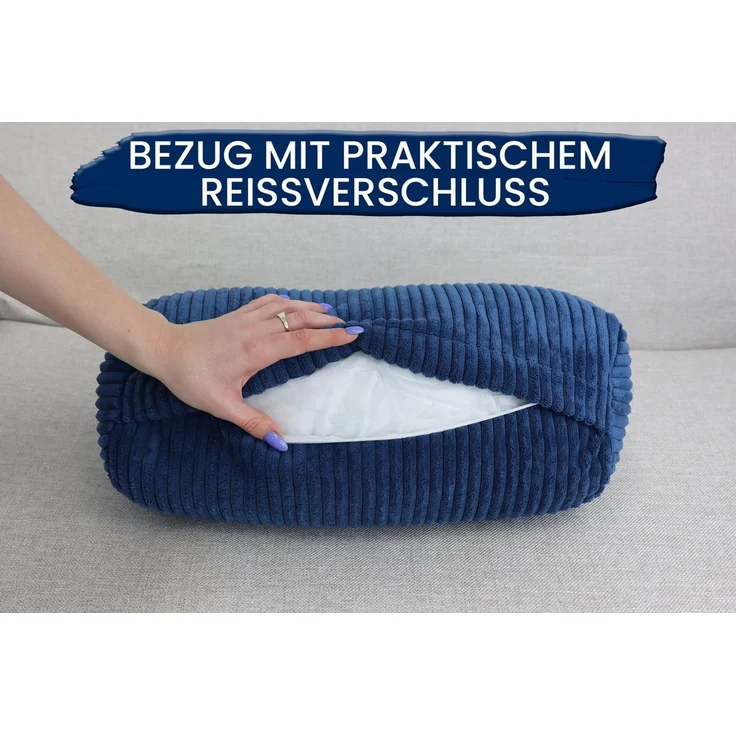 Amilian Nackenrolle mit Bezug 15 x 40 cm - Kissenrolle - mit Nackenrollenbezug - Bettrolle, Kopfstütze, Nackenstütze mit Bezug, ideal als Dekokissen, Sofakissen, Kissen, Kissenrolle, Lagerungskissen, Schlafkissen und für Reisen – Bild 2