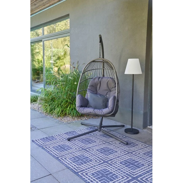 Outdoor Hängesessel XABI, Dunkelgrau, Grau, Stahlrahmen, (1-St), Kunststoffgeflecht, mit Kissen, B 110 x H 198 x T 108 cm – Bild 2
