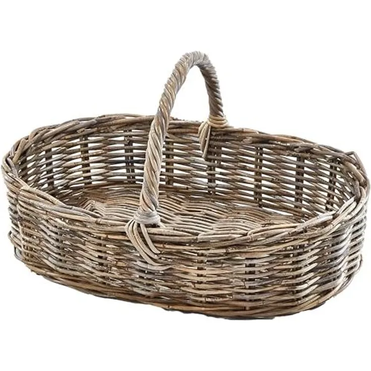Kobolo Tablett Dekotablett Serviertablett aus Rattan kubu grey, Rattan
