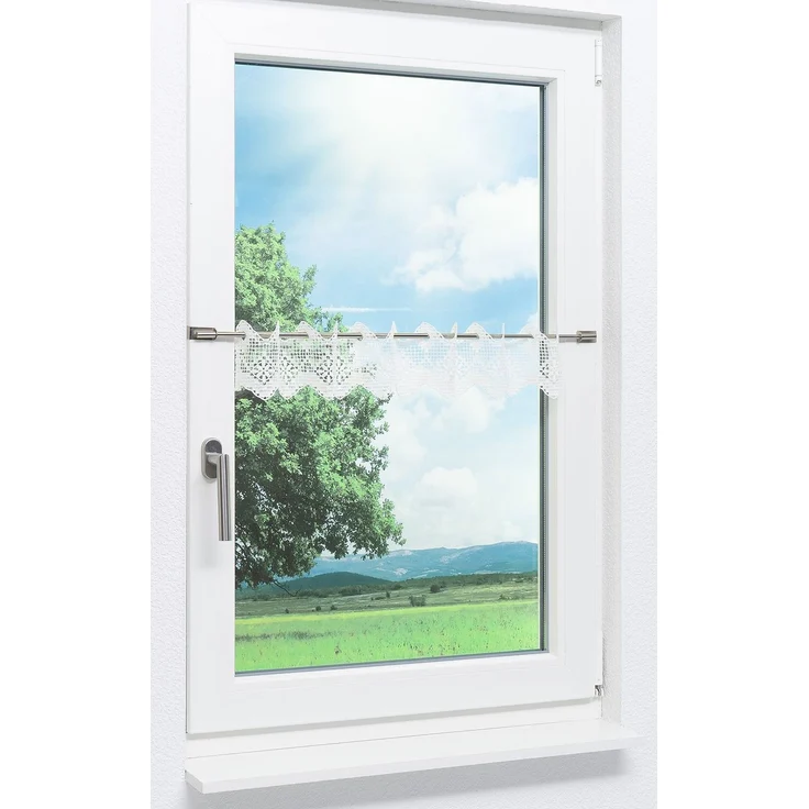 Scheibengardine Lysel - Lochstickerei #1W (BxH) 129,6cm x 12cm natur – Bild 2