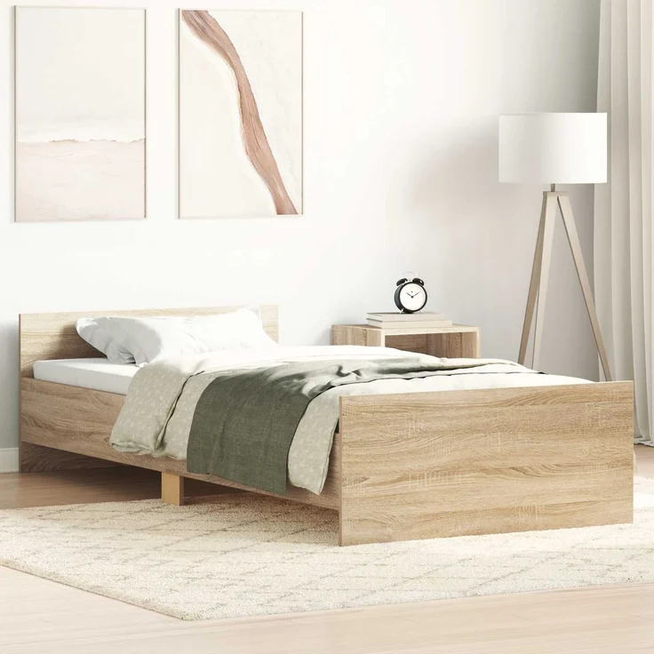 vidaXL Bettgestell mit Kopfteil Sonoma-Eiche 80 x 200 cm Holzwerkstoff 8009028 – Bild 1