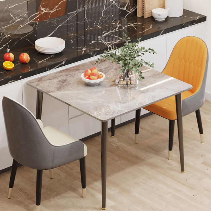 FATIVO Esstisch Esszimmertisch Sinterstein Kchentisch Brotisch 80x80x76 cm Restaurant Luxus Grau