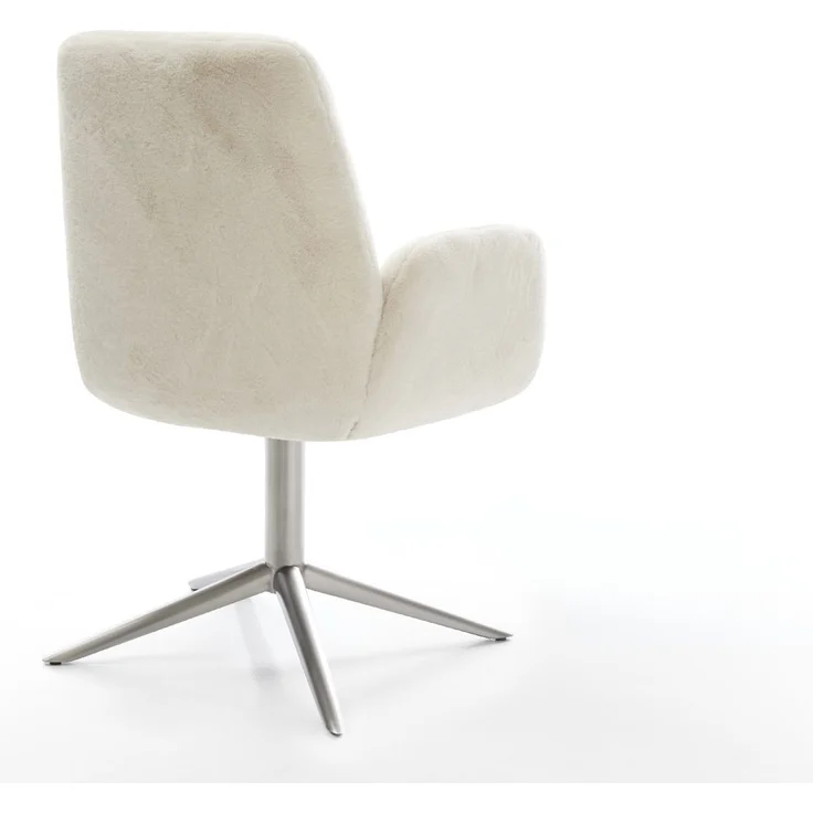 Drehstuhl Zoa-Flex Plüsch Creme-Weiß Fußkreuz Edelstahl 360° drehbar Wippfunktion Taschenfederkern – Bild 5