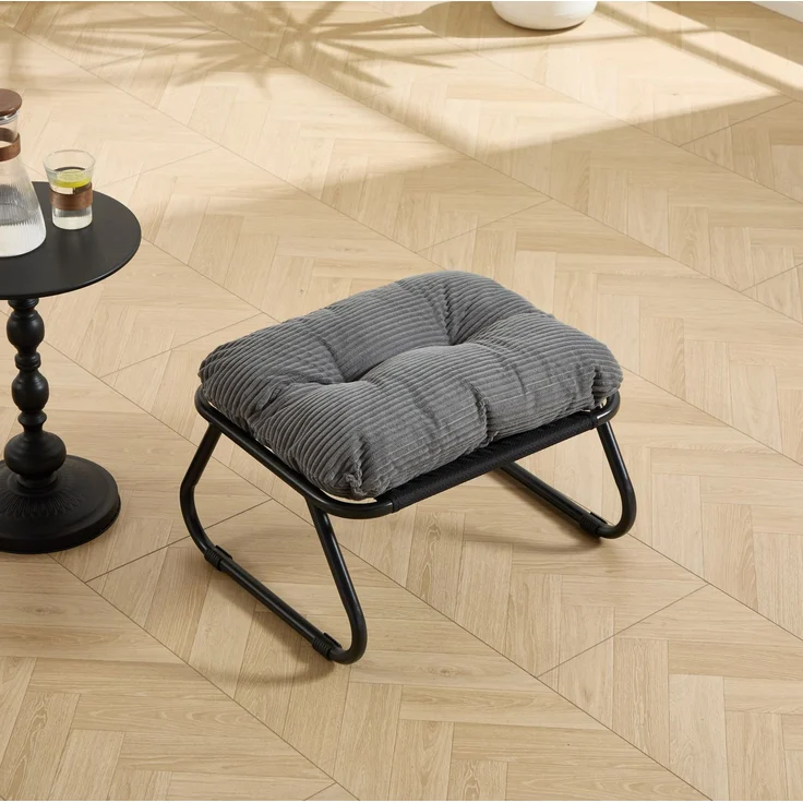 Lounge-Sessel mit Hocker, Stahlgestell, 65x78x86 cm, Grau – Bild 9